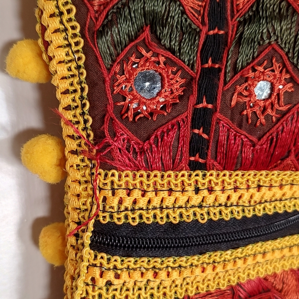Indian Embroidered Red and Black Women's Embellished Bag - Picture 4 of 13